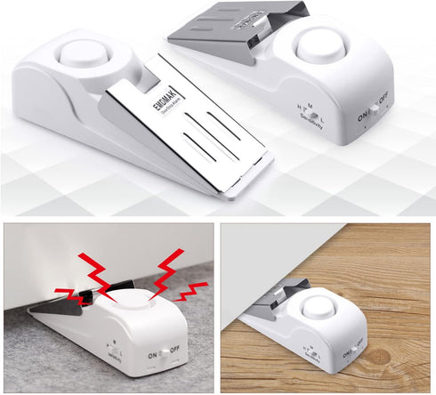 EMDMAK Door Stop Alarm with 120DB Siren Door Stop for Home & Travel (White) (Pack of 2)...