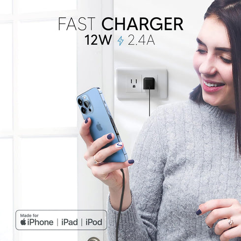 TALK WORKS USB Cable Compatible w/iPhone 14/14 Plus/14 Pro/14 Pro Max, 13/13 Mini/13 Pro/Max, 12/Mini/Pro/Max, Phone, AirPods, iPad-5' Lightning C...
