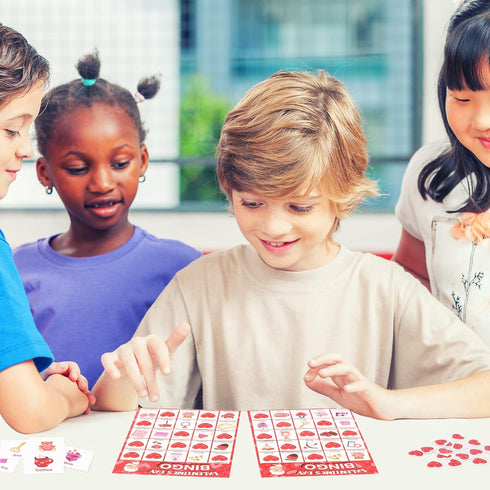 Valentines Day Large Size Bingo Game Card for Kids/Adults, 24 Players - Valentine Game for Family/School Classroom/Large Group, Valentine Party Fa...