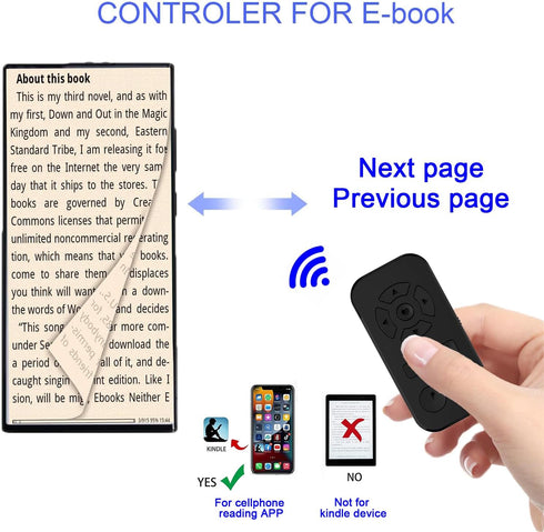 TikTok Scrolling Remote Control for iPhone & Android Smartphone, Bluetooth Page Turner for Kindle App, Photo and Video Clicker, Include Phone Stan...