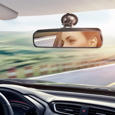 Rear View Mirror?Anti-Glare HD White Mirror Universal Car Interior Rearview Mirror with Adjustable Suction Cup, Car Mirror for RV Marine Auto Boat...