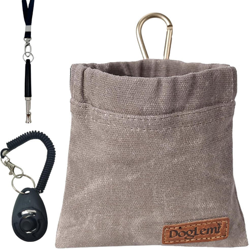Dog Training Kit,Puppy Dog Treat Pouch Bag with Dog Clicker and Silent Whistle with Lanyard,Hands-Free Training Dog Treat Pouch,includes Carabiner...