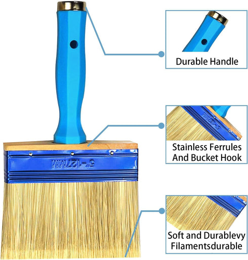 3 Pack (4,5,6inch) Heavy Duty Professional Stain Brush,Paint Brush,Paint Brushes,Double Thick 1.18 inch,Fence Brush,Paint Brush for Walls,Painters...