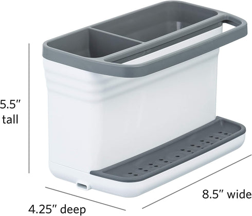 Glad Kitchen Sink Organizer Caddy with 2 Compartments | Sponge Holder for Soap, Scrubber Brush, and Dish Cloth | Drain Holes and Pour Spout Keeps ...