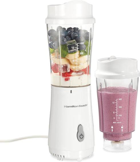 Hamilton Beach Portable Blender for Shakes and Smoothies, 14 Oz BPA Free Travel Cup & Lid, Durable Stainless Steel Blades, Personal Smoothie Blend...