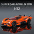 Toy Cars Apo Project EVO Model 1:32 Metal Diecast Car Toys with Light and Sound Pull Back Car for 3 4 5 6 7 Year Old Boys (Orange)...