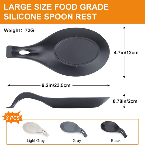 Spoon Rest for Stove Top, 3 Pack Large Silicone Spoon Holder for Kitchen Counter,Coffee Spoon Rest,Heat Resistant Cooking Spoon Holder Perfect Kit...