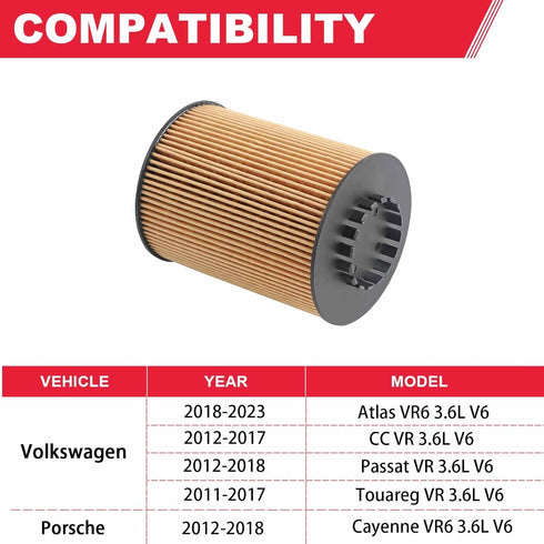 Oil Filter Compatible with Porsche Cayenne Volkswagen Atlas CC Passat Touareg VR6 3.6L V6 Engine Replaces# OX983D 03H115562 ?03H-115-562 (2 Pcs)...