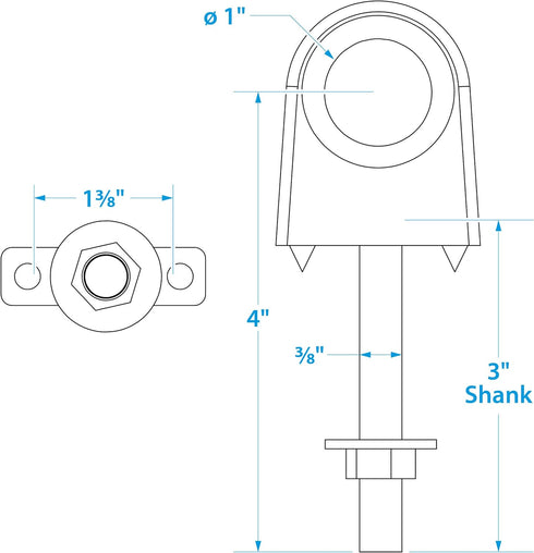 Seachoice Single Shank Bow Eye for Tow Lines or Boat Trailer Winch Hook, 3 in. Shank, 1 in. Eye Diameter...
