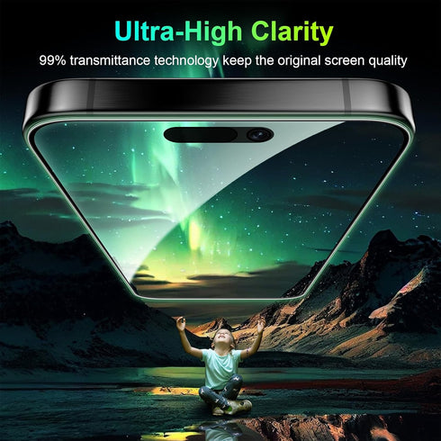 Esanik 2 Pack 360 Degree 4-way Anti-spy for iPhone 15 Pro Max Privacy Screen Protector 6.7'' Tempered Glass, Installation Frame, 9H Hardness......