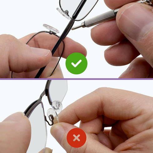 GMS Optical D Shape Screw-in Soft Silicone Eyeglass Nose Pads - Eyeglass Repair Kit with Screws and Screw Driver, Anti-Slip Nose Pads for Glasses,...