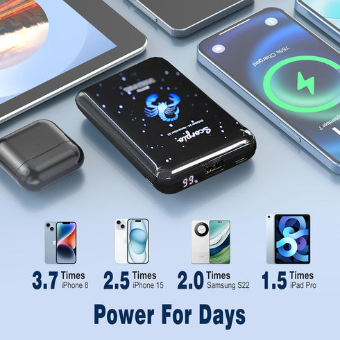 Mini Power Bank 10000mAh,Small Portable Charger USB C in/Output 22.5W Fast Charging,Best Gift for Various Festivals - Constellation Battery Pack f...