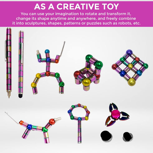 Sumerian Magnetic Fidget Pen & Spinner Set - Gel Pen, Toy Stylus for Kids Adults Tubes, Metal Balls, Refills, Touchscreen Tips, Caps, Clip Stress ...
