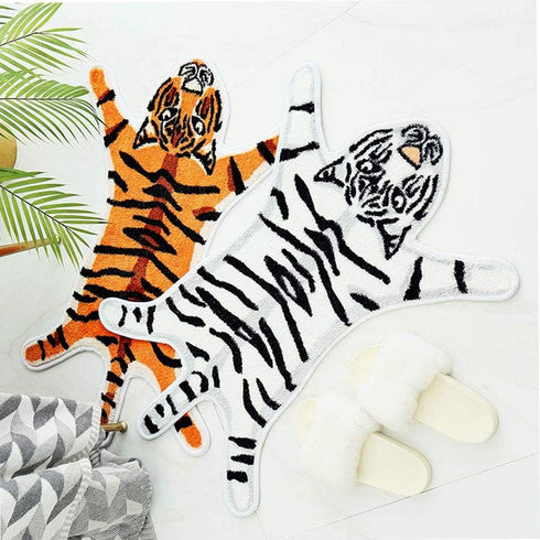 Tiger Printed Rug/Mat for Bathroom, Faux Tiger Non-Slip Door Mat Area Rug Absorbent Bathtub Rug for Small Home Decor Animal Printed Carpet Bathroo...