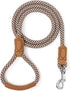 Mile High Life | Premium Leather Dog Leash | Strong Rope Leash | Leather Handle | Zinc Alloy Strong Clasp | Small Medium Large Dogs | 4/5/6 Feet(B...