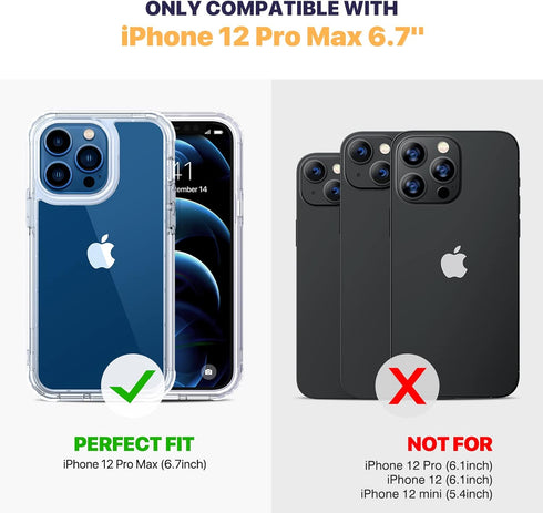 Miracase Designed for iPhone 12 Pro Max Case, Full Body Rugged Case with Built-in Touch Sensitive Anti-Scratch Screen Protector, Soft TPU Case Com...