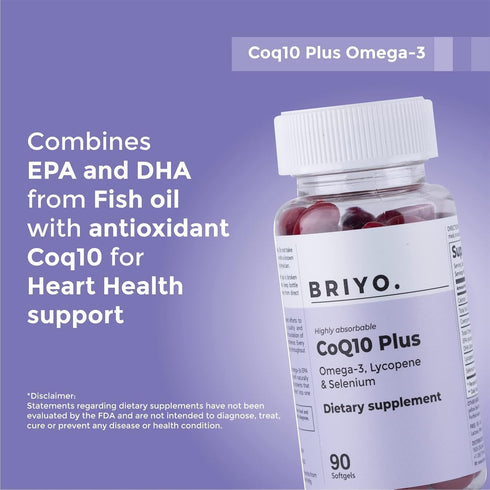 Highly absorbable CoQ10 100 mg Plus Omega-3 with Natural Form of Lycopene and Selenium, Heart Health Supplement (90 softgels)...
