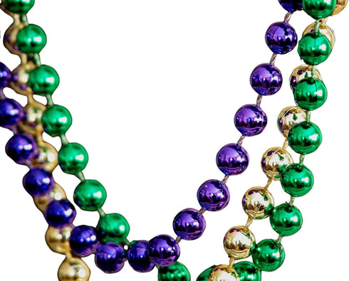 Oojami 144 PCS Mardi Gras Beads Green Purple Gold Metallic Beads Necklaces Accessories BulkCarnival Beads Necklace for Parade Throws Party Decorat...