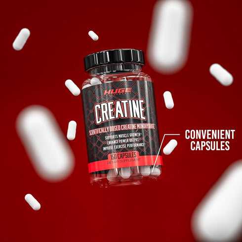 Huge Supplements Creatine Monohydrate Pills, 5g Per Serving, Clinically Dosed to Support Lean Muscle Growth, Recovery & Performance, Convenient Ca...