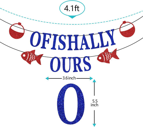 Ofishally Ours Banner, Fishing Adoption Banner, Ofishally Ours Themed Family Party Decor, Welcome Home, Home Party Supply Blue Glitter...