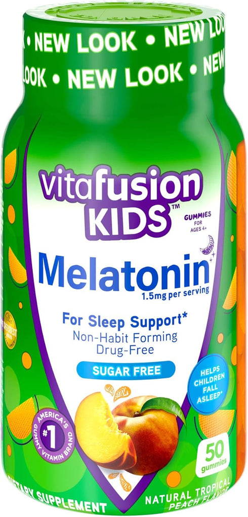Vitafusion Kids Melatonin Gummy Supplements, Tropical Peach Flavored Sleep Support Supplements (1), 50 Count...