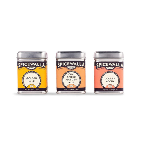 Spicewalla Golden Milk Turmeric Latte Powder 3-Pack Sampler Collection - Classic Golden Milk (1.5 oz), Chai Spiced (1.3 oz) & Golden Mocha (1.3 oz...