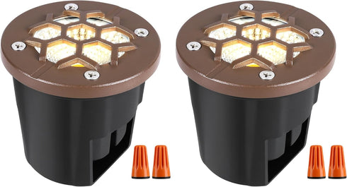 SMY Lighting 12W Well Lights Landscape LED In Ground Lights, Grated Top Anti-Glare,12-24V AC/DC Low Voltage, IP67 Waterproof Aluminum in-Grade Up ...