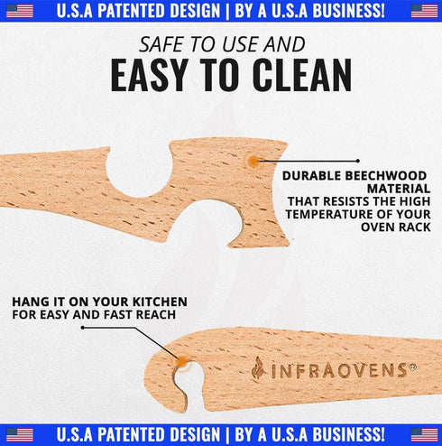 Wooden Oven Rack Puller Stick, Push Pull Tool with Longer Handle Ideal for Kitchen Oven, Convection and Toaster Ovens, Air Fryer and Small Kitchen...