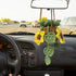Car Hanging Ornament Cute Crochet Plant Rear view Mirror Pendant Decoration Handmade Knitted Mirror Hanging Car Interior Accessories Gardening Han...