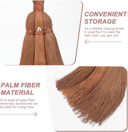 Witch Broom Palm Broom Mini Natural Whisk Broom Thai Desk Cleaning Computer Keyboard Broom Gongfu Tea Cup Duster for Home Tea Ceremony Tools Weddi...