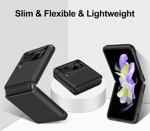 SAMONPOW for Samsung Galaxy Z Flip 4 Case, Z Flip 4 Case with Upgraded Hinge Protection Dual Layer Hard PC Soft TPU Bumper Full Body Shockproof Fl...