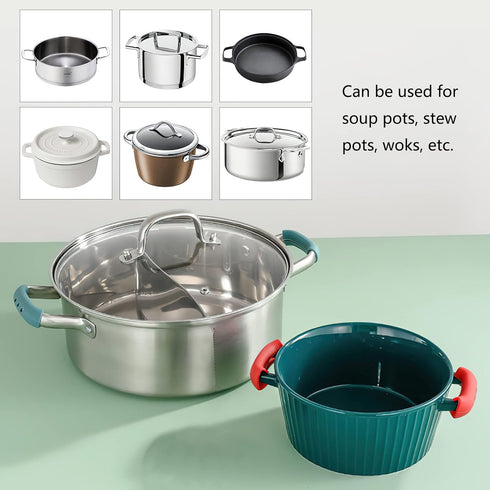 AUOCATTAIL 2 Pairs Silicone Assist Handle Holder Grip Cast Iron Skillets Non-Slip Cast Iron Skillet Handle Covers Heat Resistant Grip for Frying P...