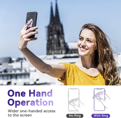 Cobee 3 Pcs Butterfly Cell Phone Ring Stand Holder, Cute Butterfly Pattern Painted Metal Finger Stand Kickstand 360°Rotation Phone Ring Holder Sta...