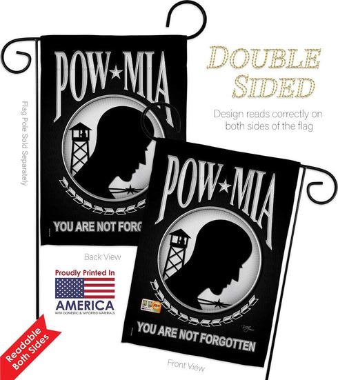 POW/MIA Garden Flag - Armed Forces Service All Branches Support Honor United State American Military Veteran Official - House Decoration Banner Sm...
