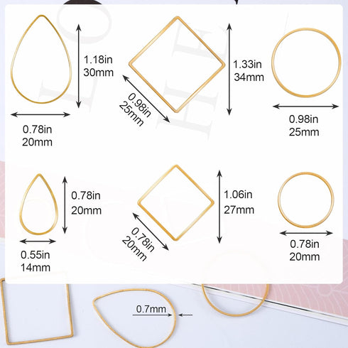 PAGOW 96Pcs Earring Hoop Jewelry Making, Hypoallergenic Teardrop Square Round Gold Earrings Beading Hoop Bulk for DIY Crafts Accessories Supplies...