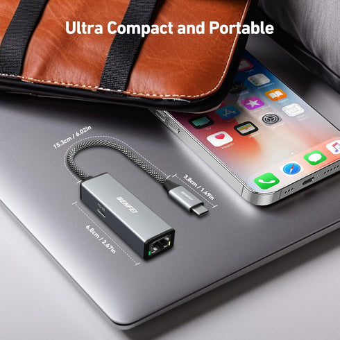 BENFEI USB-C to Ethernet Gigabit Adapter with 100W Power Delivery, Thunderbolt 3/4 to RJ45 Ethernet LAN Network Adapter Compatible with iPhone 15 ...