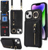 iPhone 14 Case with Card Holder for Women, iPhone 14 Phone Case Wallet with Strap Credit Card Slots Crossbody with Kickstand Zipper Case for iPhon...