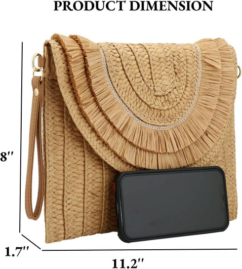 Gets Straw Clutch, Straw Clutch Women Hand-woven for Summer Beach Envelope Clutch Purse Wallet...