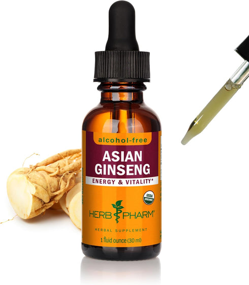 Herb Pharm Asian (Panax) Ginseng Liquid Glycerite for Energy and Stamina, Alcohol-Free Glycerite, 1 Oz...