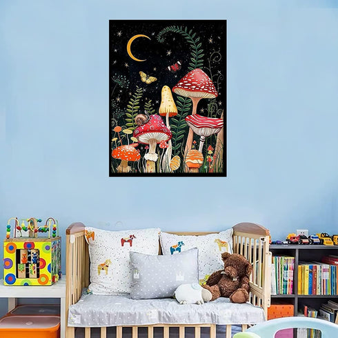 LVIITIS Paint by Number Kits for Adults Beginner and Kids, Mushroom Acrylic Oil Painting on Canvas,Drawing Paintwork with Paintbrushes,Arts Craft ...