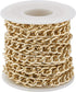 Pandahall 5M/5Yard Aluminum Curb Chain Link Light Gold Color Twisted Cross Necklace Finding Chains with Spool for Jewelry Making DIY Crafts Findin...