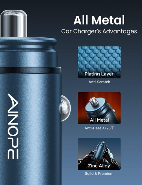 AINOPE 40W PD3.0 Fast Charging Smallest USB C All Metal Dual Port Car Charger Compatible with Almost Car......