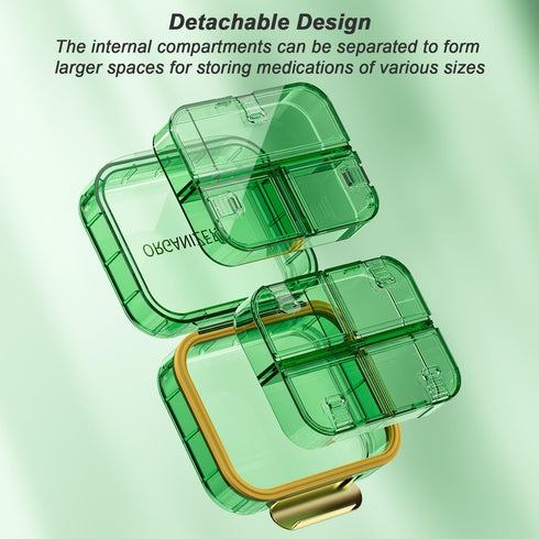 Portable Travel Pill Organizer with 7 Compartments - Perfect Weekly Pill Case Waterproof Pill Box for Daily Vitamins and Medicine, Small Pill Cont...