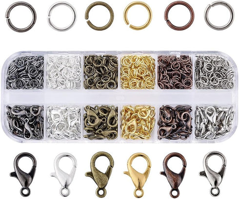 Pandahall 6 Colors Jewelry Finding Kits with 5mm Open Jump Rings & 12x6mm Lobster Claw Clasp for DIY Bracelet Necklace Jewelry Making...