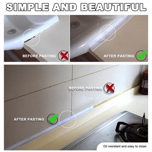 Marble Caulk Tape Waterproof Self Adhesive Caulking Strips 1.5” x 10.5ft Sealant Bath Sealing Strip Tape Decorative Caulk Stickers for Kitchen Bat...