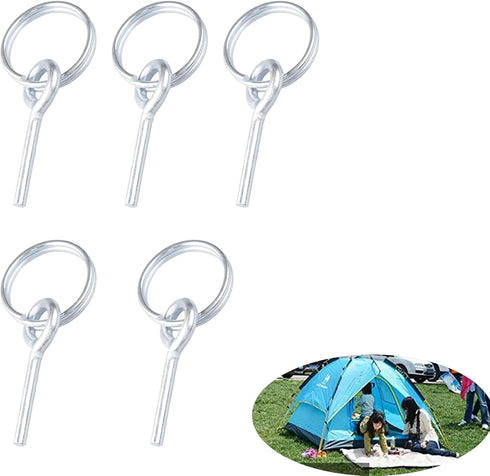 Tent Ring Replacement with Pins - 5pcs Ultra Light Galvanized Tent Pole Connectors Camping Repair Accessories Kit for Outdoor Camping Hiking Trave...
