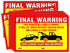 Final Warning Stickers (Pack of 50) Parking Violation Notice Vehicle is Illegally Parked - Large Size 6" X 9" – Yellow...
