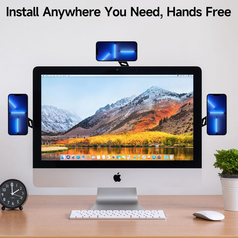 DK177 Magnetic Phone Holder for Laptop, Laptop or Desktop Monitor Side Mount Phone Mount Compatible with iPhone 15/14/13/12 Series MagSafe Cases, ...