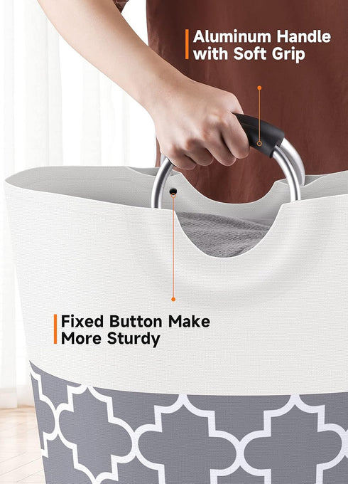 Large Laundry Basket Laundry Hamper Bag Washing Bin Clothes Bag Collapsible Tall With Handles Waterproof Travel Bathroom College Essentials Storag...