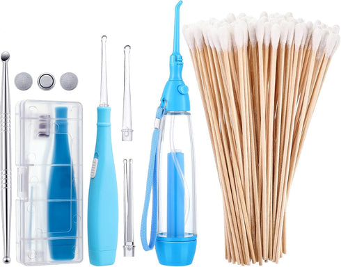 Nuanchu Tonsil Stone Remover Set, 1 Manual Pump Type Low Pressure Irrigator Oral, 1 Tonsil Stone Remover with LED Light, 1 Stainless Steel Removal...